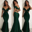 Sexy Off the Shoulder Cross Backless Green Mermaid Prom Dresses IND73