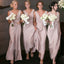 Elegant V-neck Sheath Pink Bridesmaid Dresses Long Party Dress for Maid of Honor IN1834