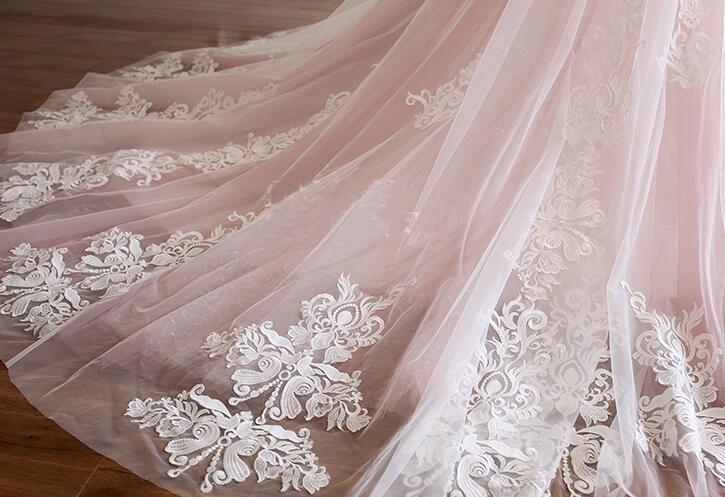 Pink Tulle Prom Dress with Lace Appliques, A Line Formal Evening Party Dresses INJ50