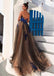 Modest Tulle Strapless A-line Long Prom Dresses With Lace Appliques IN916