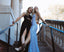 Backless Glitter Mermaid V Neck Blue Sequin Prom Dresses with Slit Long Evening Gown INDP3