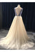 A Line V Neck Beading Tulle Long Prom Dress, Party Dresses INE84