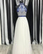 A Line Off White Halter Prom Dresses Cheap Long Formal Party Dress INJ57