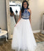 A Line Off White Halter Prom Dresses Cheap Long Formal Party Dress INJ57
