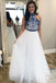 A Line Off White Halter Prom Dresses Cheap Long Formal Party Dress INJ57