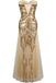 Mermaid Gold Tulle Sequins Prom Dress,Sweetheart Long Bridesmaid Dresses INE78