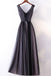 Elegant A-line V-neck Lace Appliqued Lace Up Long Prom Dresses Evening Gowns INA84