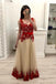 A Line Tulle Long Prom Dress With Red Appliques,Junior Party Prom Dresses INI15
