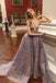 A Line Long Lace Appliqued See Through Cheap Prom Dress ING92