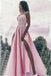 Fashion Pink Split A Line Straps Appliques Occasion Prom Dress IN742