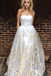 Modest White Tulle Strapless Lace A Line Prom Dress IN898