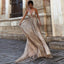 Charming A Line V Neck Spaghetti Straps Sequin Long Prom Dress INE44