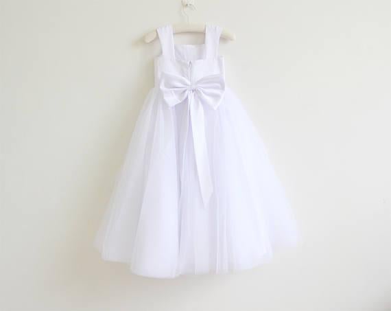 White Tulle Straps Long Simple Baby Girl Dress/Flower Girl Dresses IN208