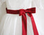Long Sleeves Ivory Burgundy Sash Bows Lace Tulle Flower Girl Dress IN211
