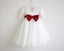 Long Sleeves Ivory Burgundy Sash Bows Lace Tulle Flower Girl Dress IN211