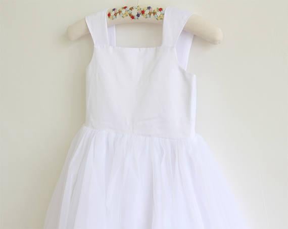 White Tulle Straps Long Simple Baby Girl Dress/Flower Girl Dresses IN208