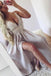 Sexy Grey Split V Neck A Line Chiffon Appliques Prom Dresses IN686