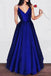 Charming A Line V Neck Satin Spaghetti Straps Long Prom Dress,Girls Graduation Dresses INB29