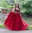 Appliques Beading Strapless Red A Line Chiffon See-through Fashion Prom Dress IN672
