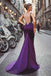 Satin Purple Mermaid Prom Dresses With Beading,Long Formal Evening Dress IN788