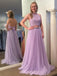 Two Piece Halter Backless Tulle Lavender Prom Dress with Lace Beading INI75