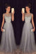 Elegant Gray Tulle Long A Line Prom Dress,Formal Party Dresses INE94