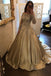 Satin Prom Dress,Ball Gown Prom Dress,Long Sleeve Bridal Gowns,Lace Prom Gown
