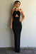 Sexy Open Back Mermaid Simple Cheap Black Long Prom Dresses INE50