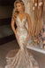 Charming Mermaid Trumpet Deep V Neck Sleeveless Sparkle Long Prom Dresses IND78