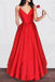 Charming A Line V Neck Satin Spaghetti Straps Long Prom Dress,Girls Graduation Dresses INB29