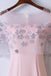 Elegant Pink Round Neck Short Sleeve Satin Lace Applique Long Prom Dress IN649