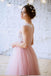 New Arrival Pink Princess Tulle Floor-length Appliques Lace A Line Long Prom Dresses IN823
