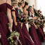Spaghetti Straps Cheap Chiffon Off Shoulder Burgundy Bridesmaid Dresses ING61