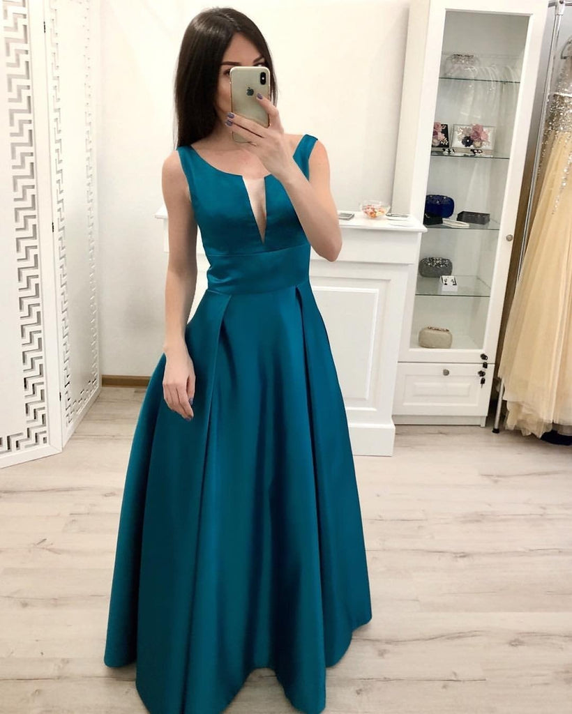 Simple A Line Satin Prom Dresses, Cheap Formal Dress For Teens INI19