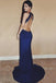 Sexy Royal Blue Chiffon Sweep Train Split Front Long Prom Dresses IN697