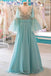 Modest A-line Chiffon Long Prom Dresses With Flare Sleeves INK56