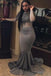 Trumpet/Mermaid Long Sleeves Applique Grey Plus Size Dresses INF43