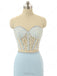 Elegant Mermaid Sweetheart Chiffon Sweep Train Split Front Light Sky Blue Prom Dresses IN621