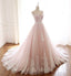 Pink Tulle Prom Dress with Lace Appliques, A Line Formal Evening Party Dresses INJ50