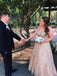 A Line Gold Lace Formal Prom Dresses Long Prom Dresses INO86