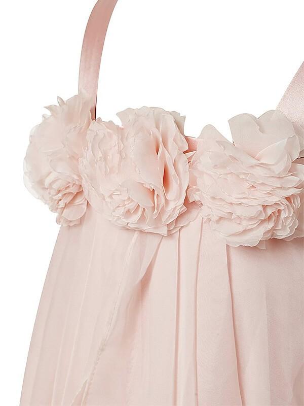 Princess Pink A-Line Chiffon Sleeveless Floor-Length Flower Girl Dress IN705
