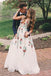 Cheap V Neck Prom Dresses Floor Length Formal Party Dress with Appliques INJ2