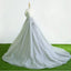 Gray Tulle Court Train Formal Long Prom Dress With Flowers IN942