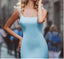Amazing Beading Satin Scoop Mermaid Blue Long Prom Dress IN696