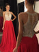 Red Skirt Beaded Bodice Long Deep V Neck Prom Gowns,Fashion Women Dresses IN809