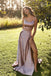 A-Line Sexy Slit Backless Cheap Straps Long Simple Prom Dress INI91