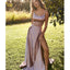 A-Line Sexy Slit Backless Cheap Straps Long Simple Prom Dress INI91
