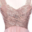 Rose Gold A Line Spaghetti Straps Prom Gown Backless Sequins Chiffon Bridesmaid Dress INI10