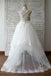 A-line/Princess Spaghetti Straps Sleeveless Beading Organza Flower Girl Dresses With Lace IN721