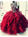Royal Blue Organza High Neck Quinceanera Dresses Burgundy Beading Prom Dresses INI22